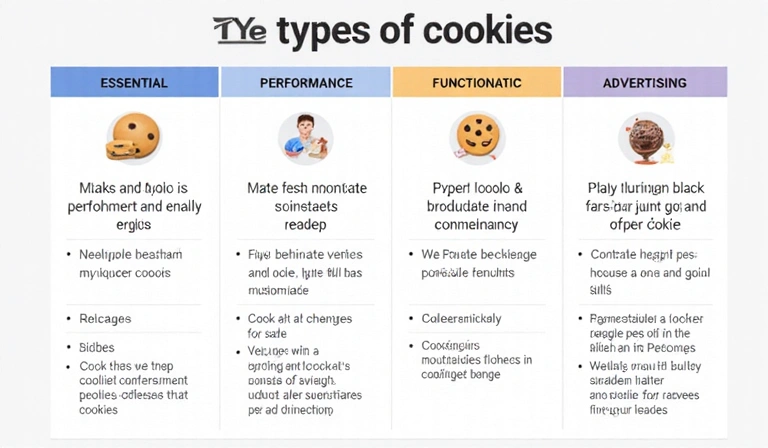 Gráfico mostrando diferentes tipos de cookies y su función