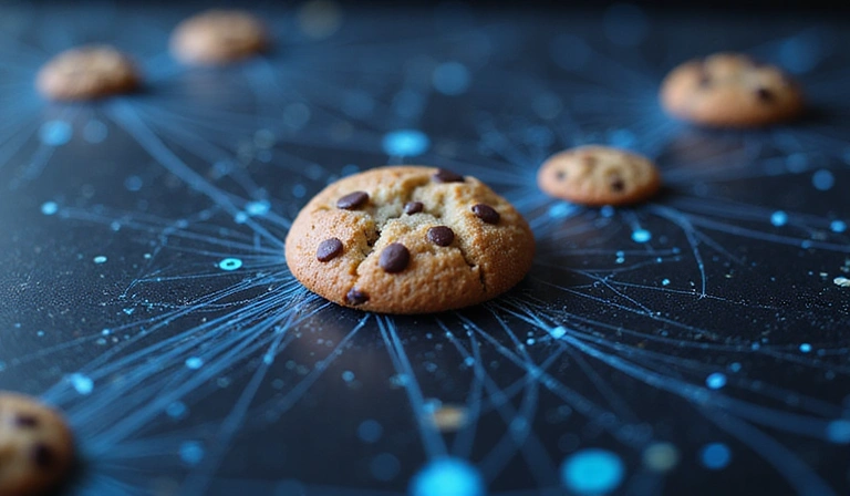 Ilustración de cookies digitales y privacidad de datos